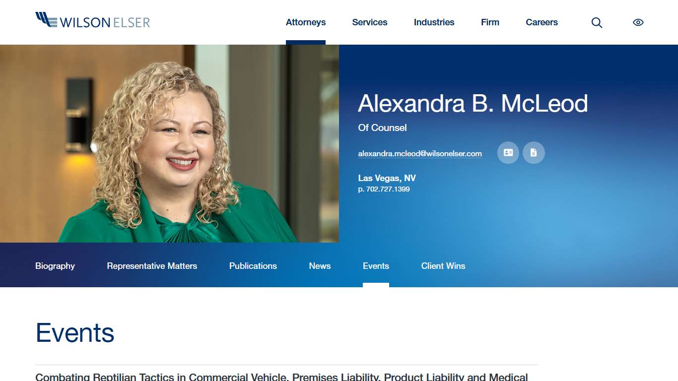 Events | Alexandra B. McLeod | Wilson Elser